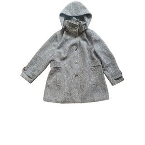 Wool Trench Coat Removable Hood Jones New York Black and White